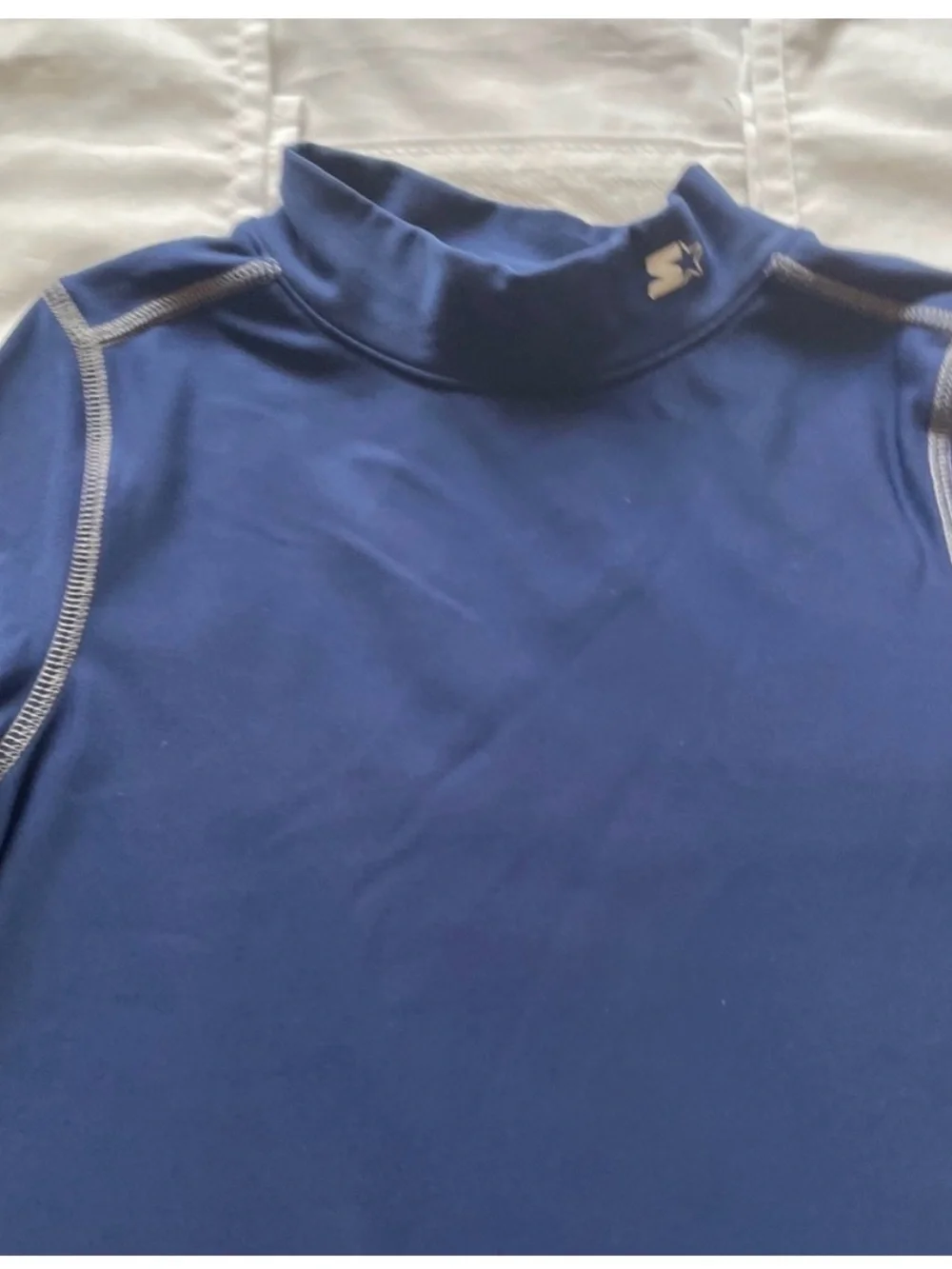 Starter Youth XS Compression Shirt Navy Blue Mock Neck Athletic Performance Long